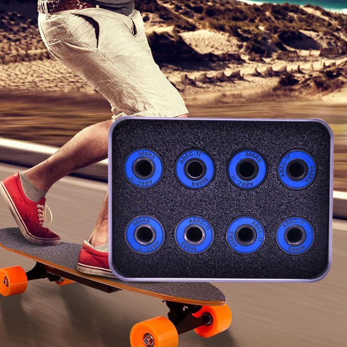 8Pcs Skateboard Bearings Repairing Parts Steel For Longboard Blue