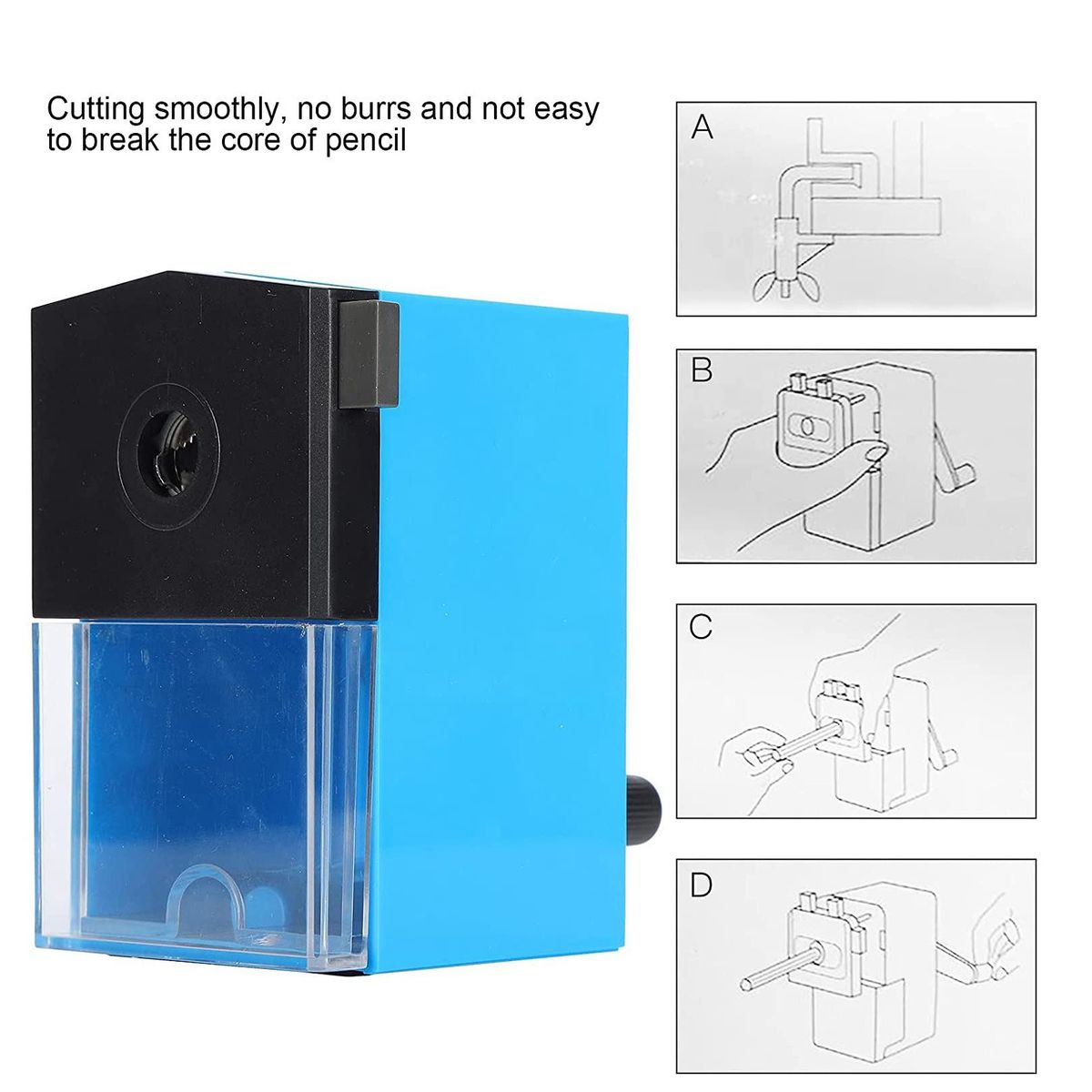 KW-TRIO Handle Pencil Sharpener Hand Crank Desktop Pencil