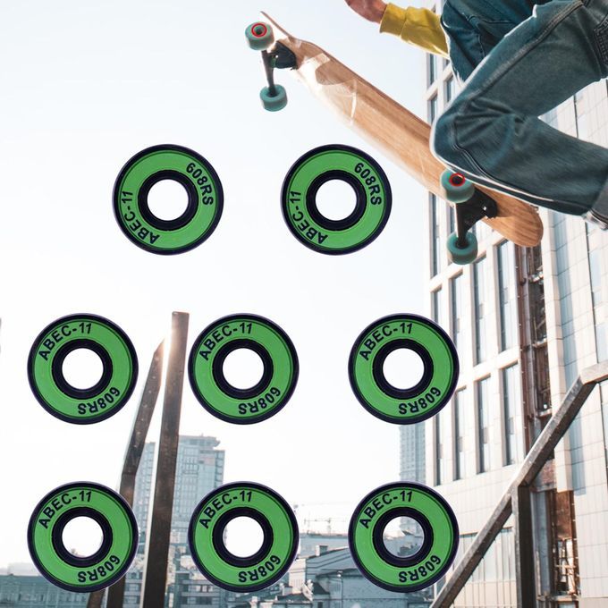 8Pcs Wheel Bearings Skateboard Scooter Abec 11 608RS Roller Grenn
