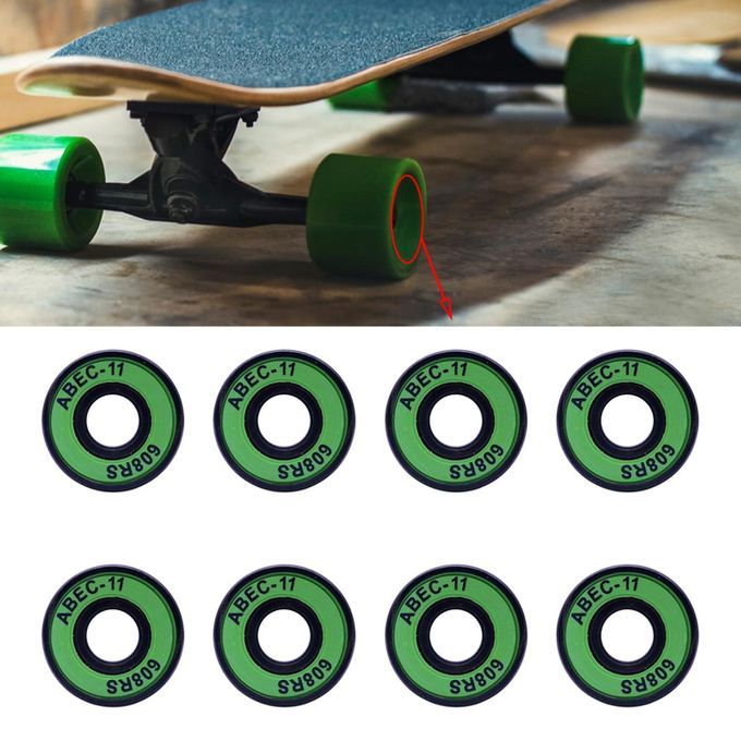 8Pcs Wheel Bearings Skateboard Scooter Abec 11 608RS Roller Grenn