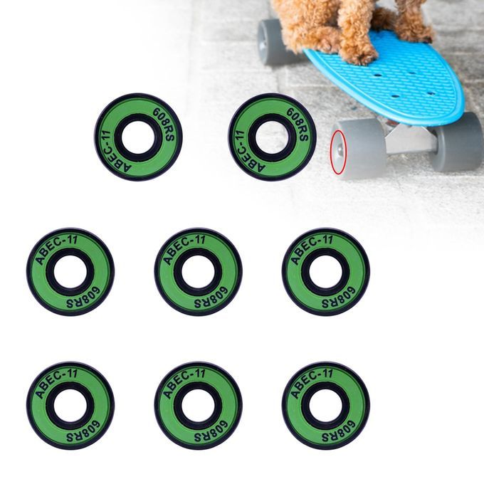 8Pcs Wheel Bearings Skateboard Scooter Abec 11 608RS Roller Grenn
