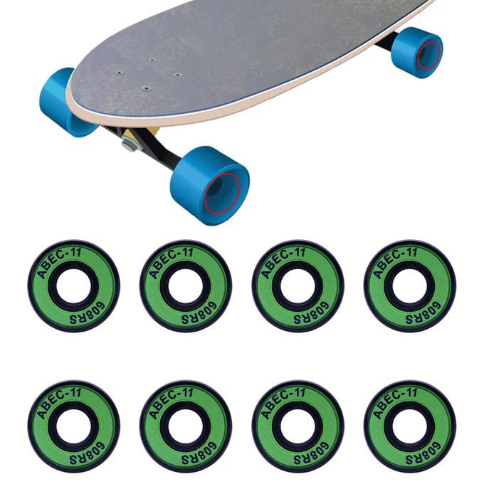 8Pcs Wheel Bearings Skateboard Scooter Abec 11 608RS Roller Grenn