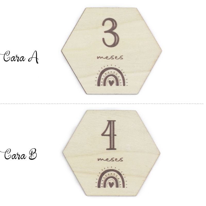 Baby Milestone Cards Wooden Monthly Card Double Sided