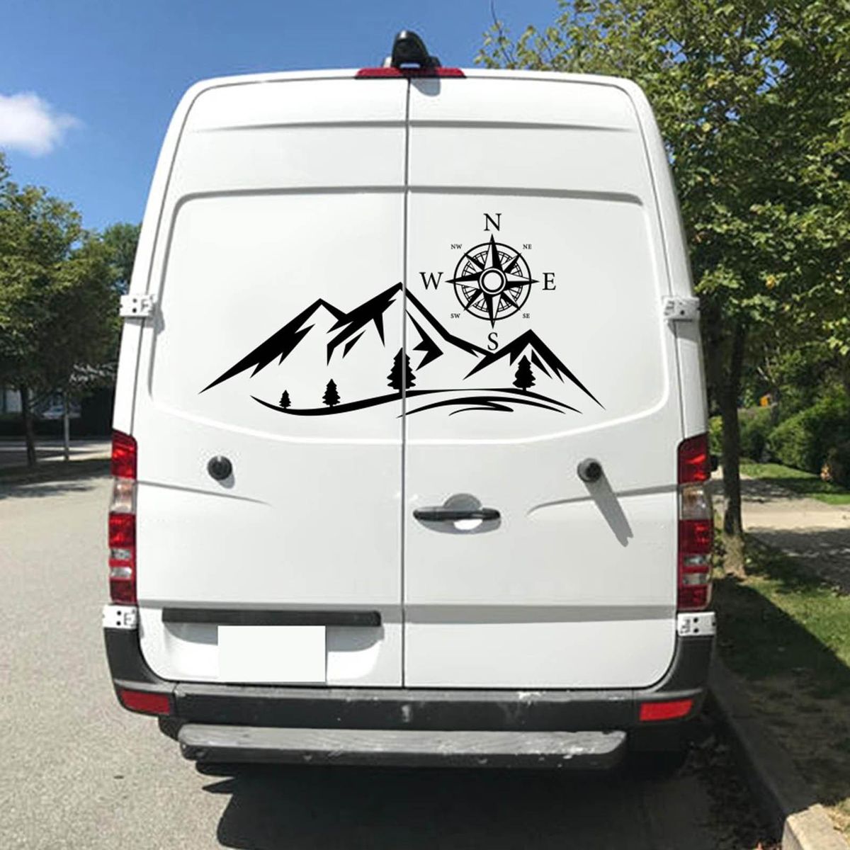 2PCS Car Sticker Mountains NSWE Compass Navigate Style Car Truck Sticker Decal Auto Fashion Decoration 19.7*19.7in 19.7*59in