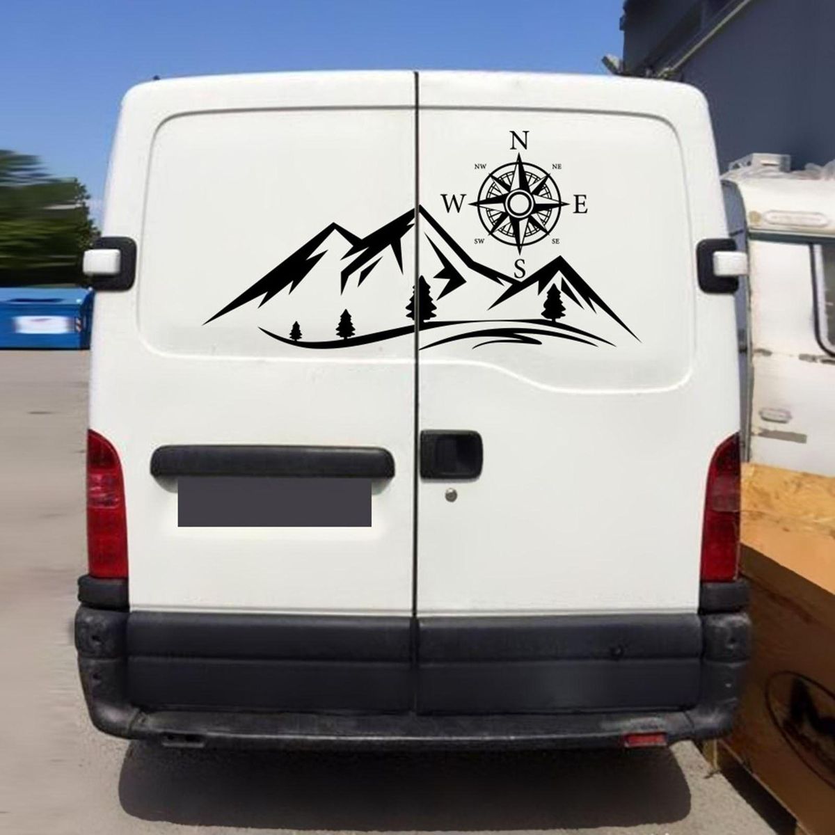 2PCS Car Sticker Mountains NSWE Compass Navigate Style Car Truck Sticker Decal Auto Fashion Decoration 19.7*19.7in 19.7*59in