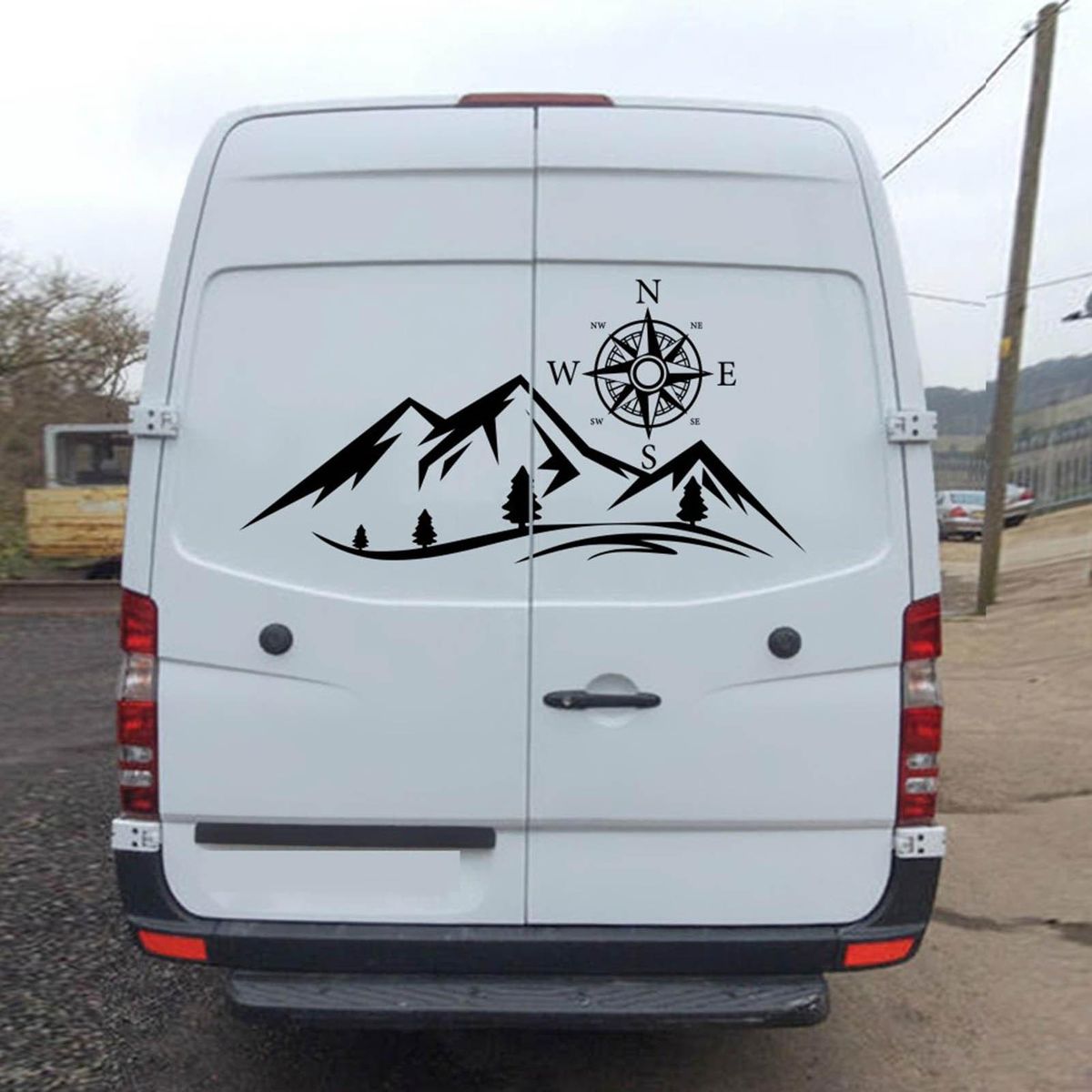 2PCS Car Sticker Mountains NSWE Compass Navigate Style Car Truck Sticker Decal Auto Fashion Decoration 19.7*19.7in 19.7*59in