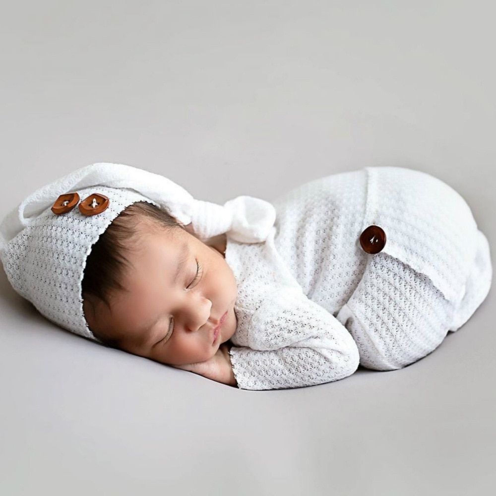 2Pcs/Set Newborn Photography Props Baby Crochet Knit Christmas Hat  And Pants Suit Cute Handmade