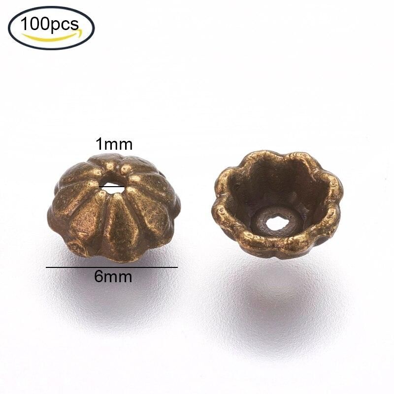 NBEADS 50-200PCS Tibetan Style Round Alloy Bead Caps Cadmium Free & Nickel Free & Lead Free for Spacer Fit DIY Jewelry Bracelets