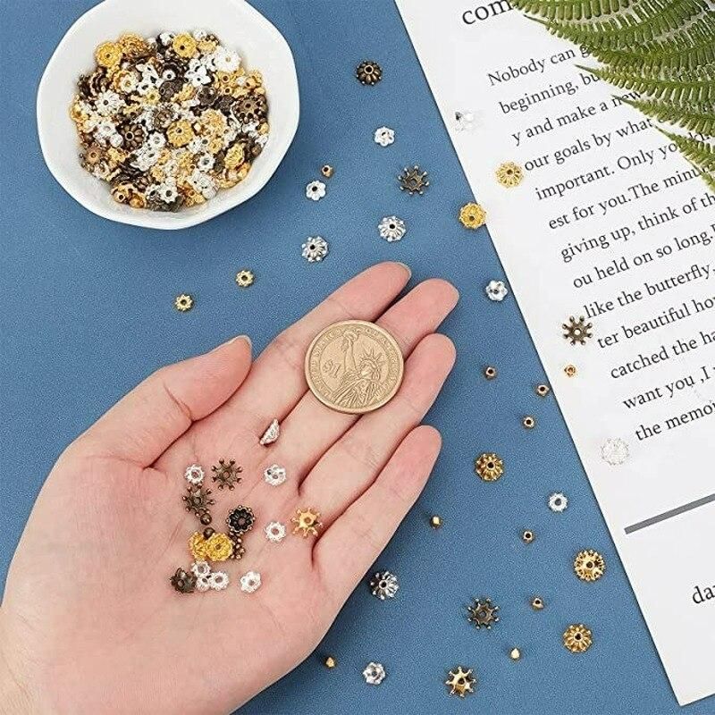 NBEADS 50-200PCS Tibetan Style Round Alloy Bead Caps Cadmium Free & Nickel Free & Lead Free for Spacer Fit DIY Jewelry Bracelets