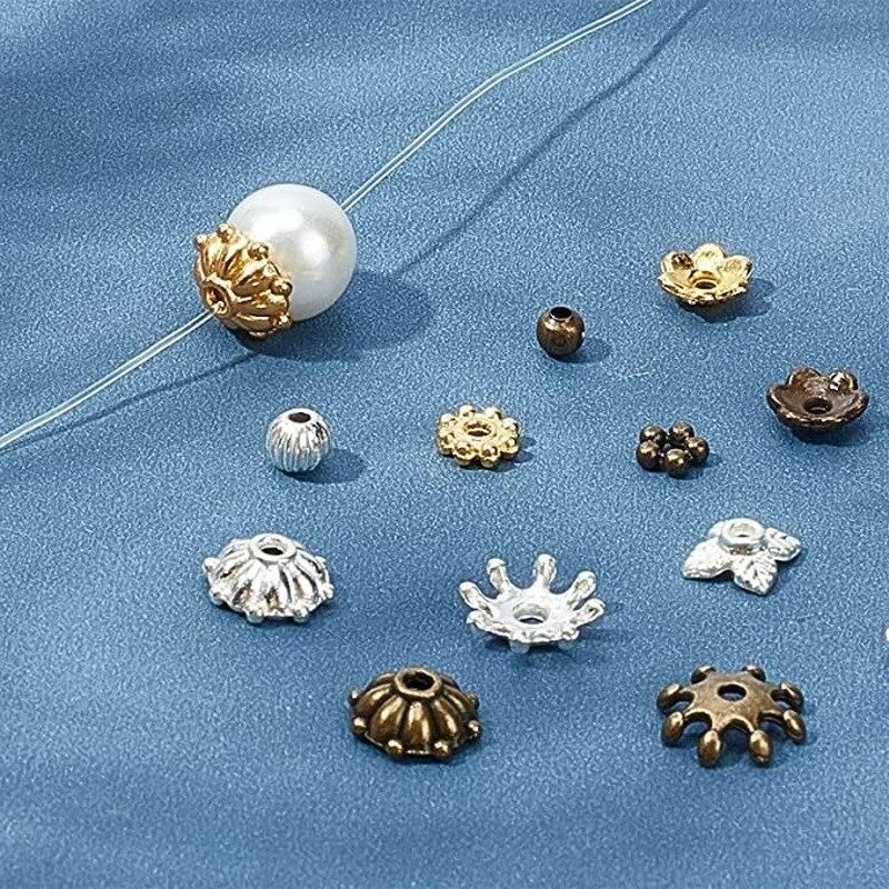 NBEADS 50-200PCS Tibetan Style Round Alloy Bead Caps Cadmium Free & Nickel Free & Lead Free for Spacer Fit DIY Jewelry Bracelets