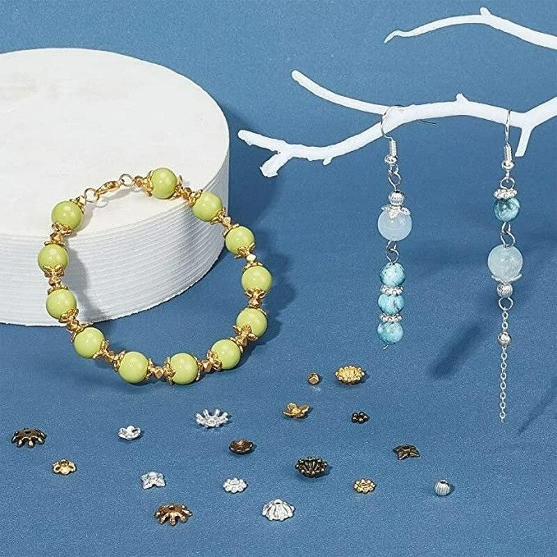 NBEADS 50-200PCS Tibetan Style Round Alloy Bead Caps Cadmium Free & Nickel Free & Lead Free for Spacer Fit DIY Jewelry Bracelets