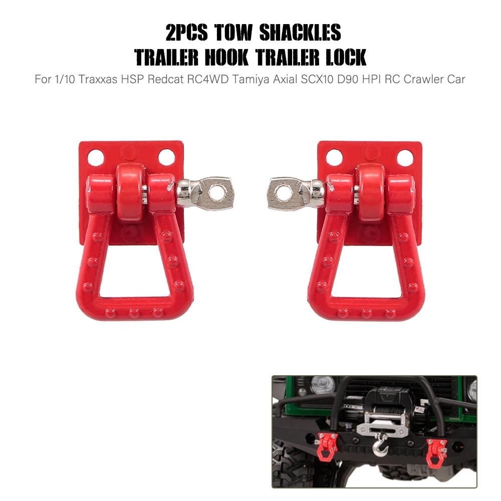 2pcs Tow Shackles Trailer Hook Trailer Lock for 1/10 Traxxas HSP Redcat RC4WD Tamiya Axial SCX10 D90 HPI RC Crawler Car