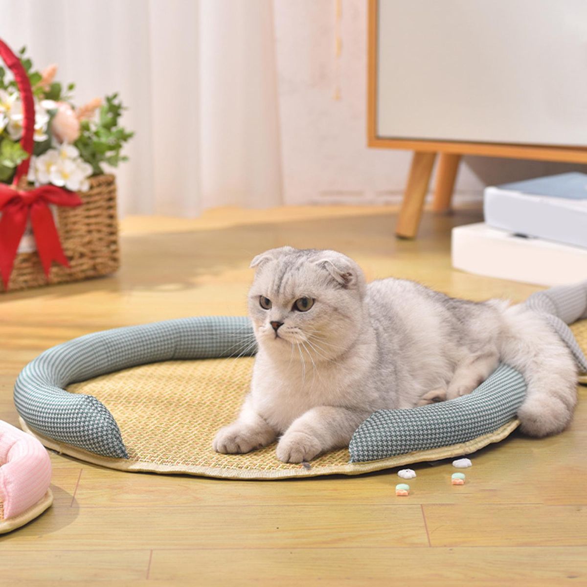 Rattan Pet Cooling Mat Cushion Outdoor Indoor 30cm