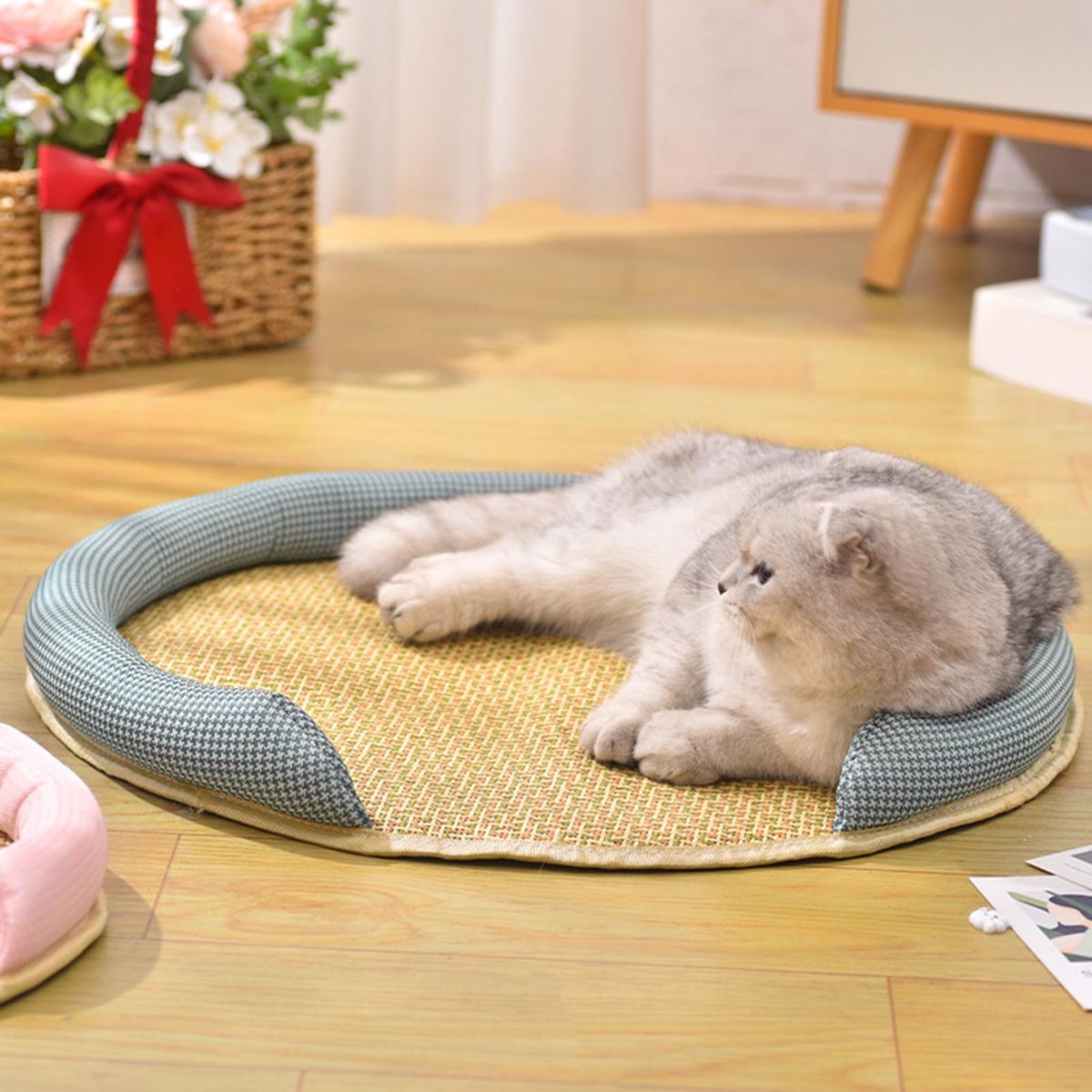 Rattan Pet Cooling Mat Cushion Outdoor Indoor 30cm