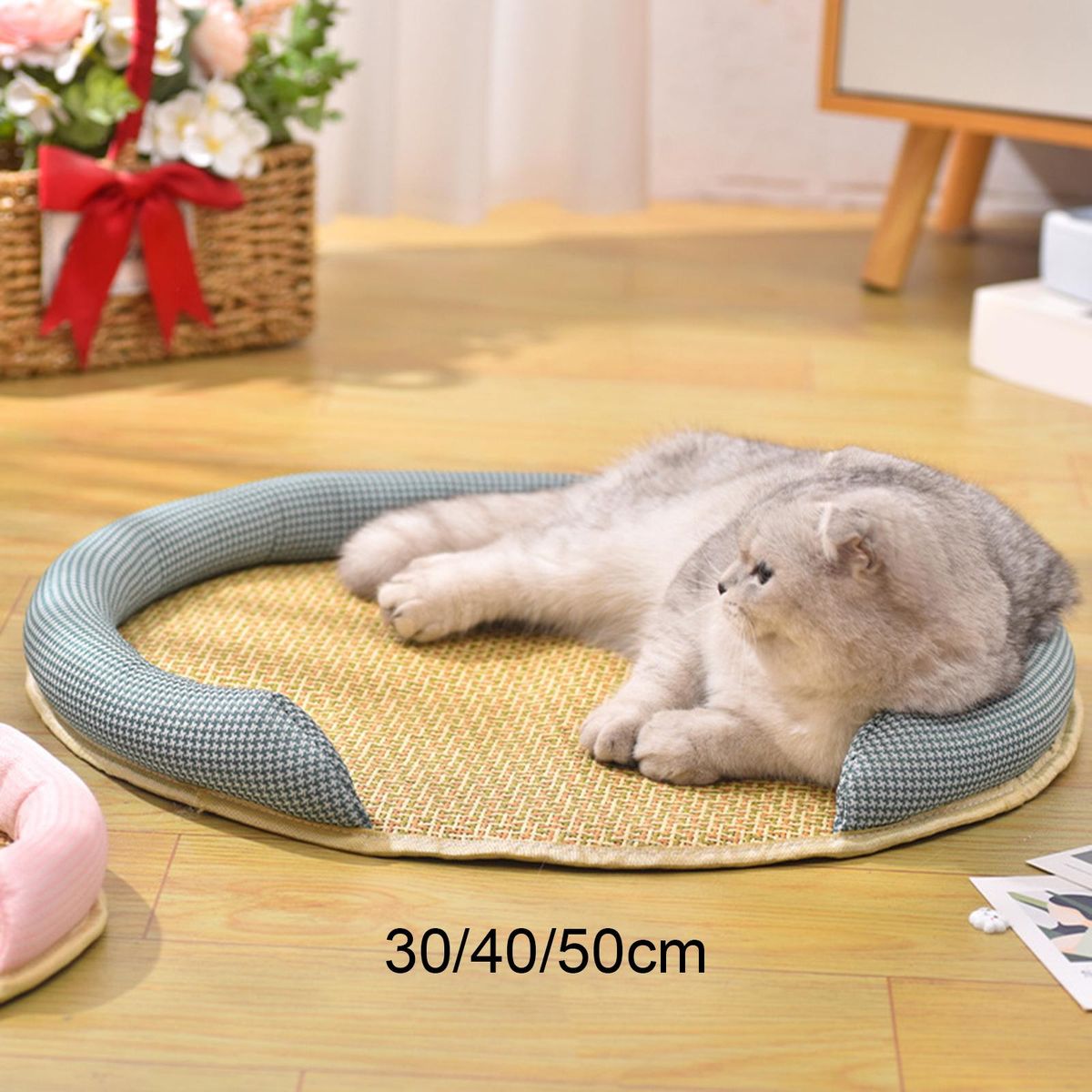 Rattan Pet Cooling Mat Cushion Outdoor Indoor 30cm