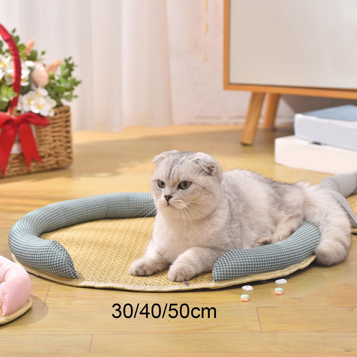 Rattan Pet Cooling Mat Cushion Outdoor Indoor 30cm