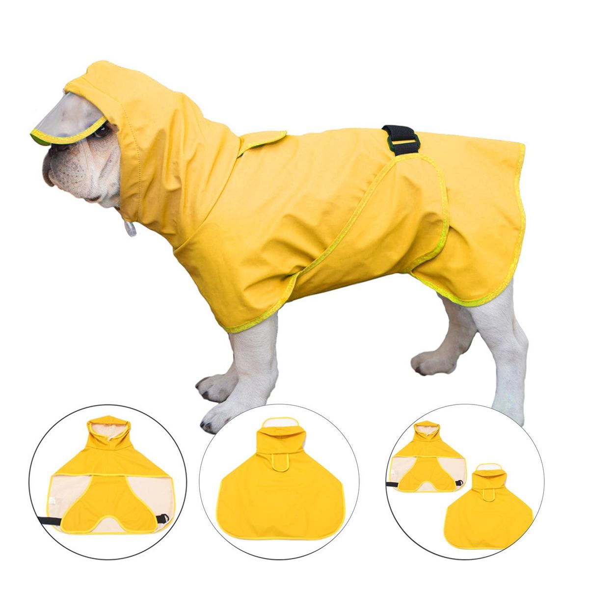 Dog Raincoat with Clear Hood Poncho Rain Jacket for Small Medium Dogs