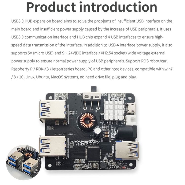 Yahboom USB3.0 HUB Expansion Board ROS Robot Expansion Dock