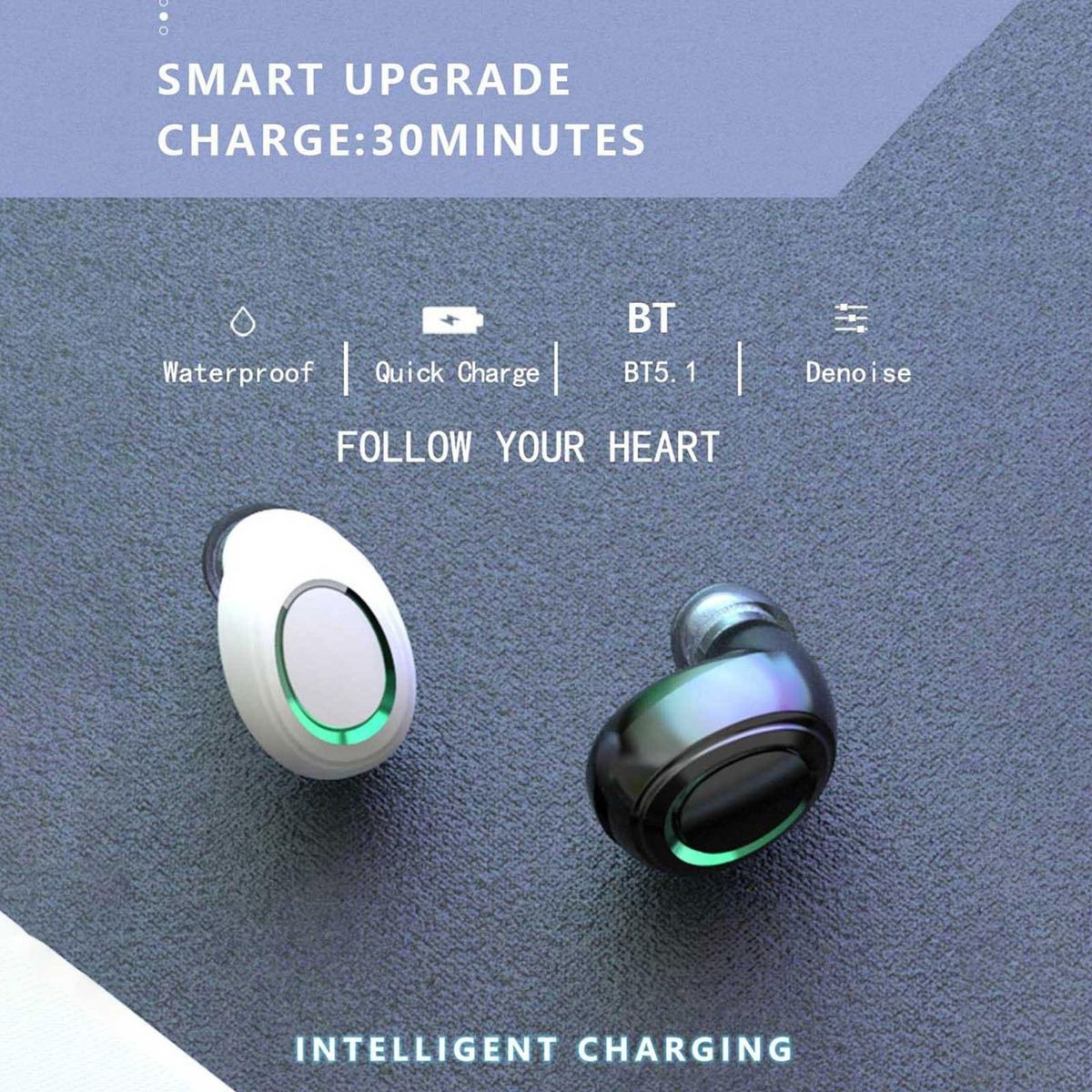 MD06 BT5.1 Wireless Earphones Auto Pairing Shock Bass Noise Reduction IPX3 Waterproof Digital Display