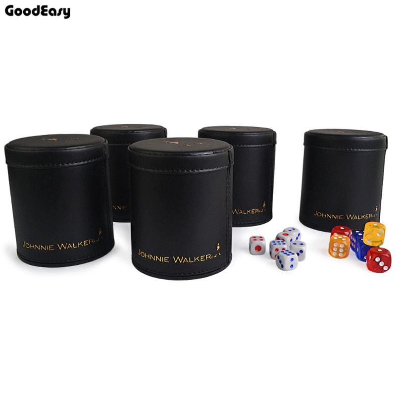 Johnnie Walker Leather Dice Cup Plastic With 6pcs Acrylic