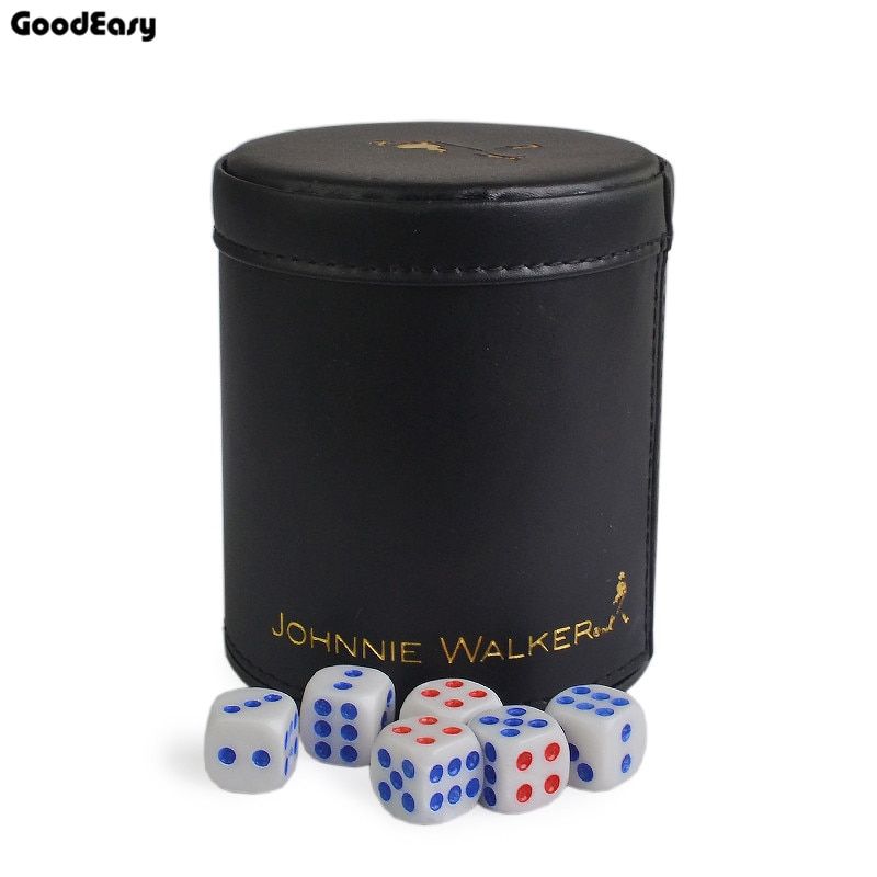Johnnie Walker Leather Dice Cup Plastic With 6pcs Acrylic