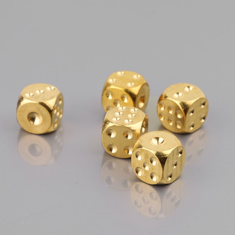 1 Pc Brass Dices Solid Metal Polyhedral Club Bar Dice Game