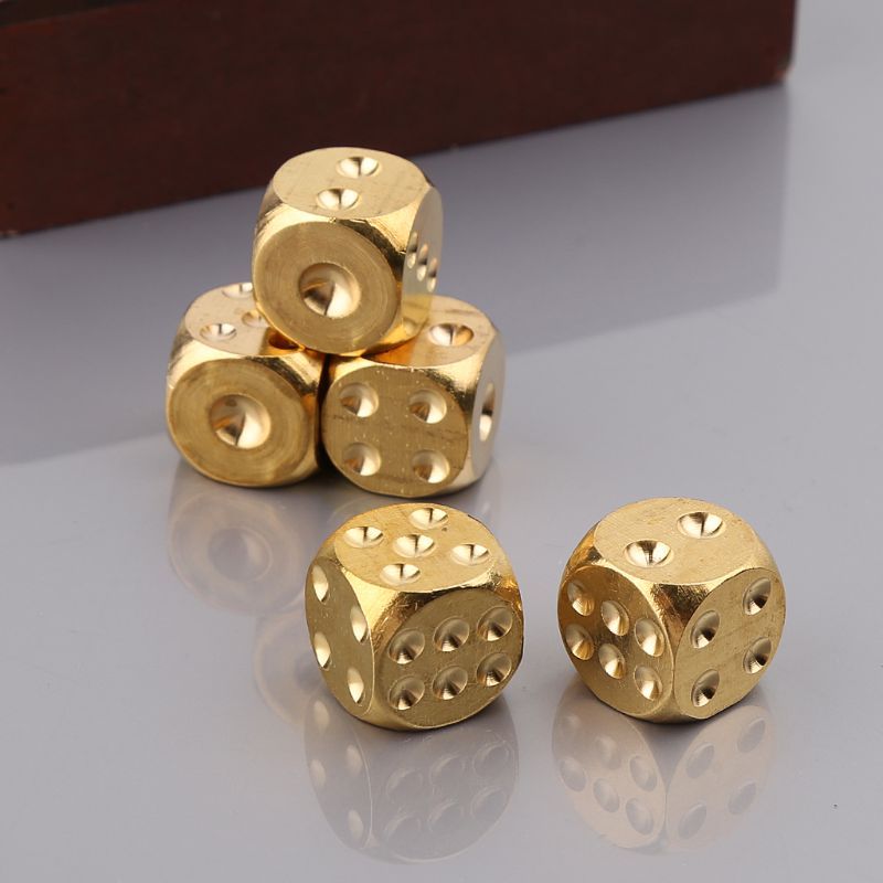 1 Pc Brass Dices Solid Metal Polyhedral Club Bar Dice Game