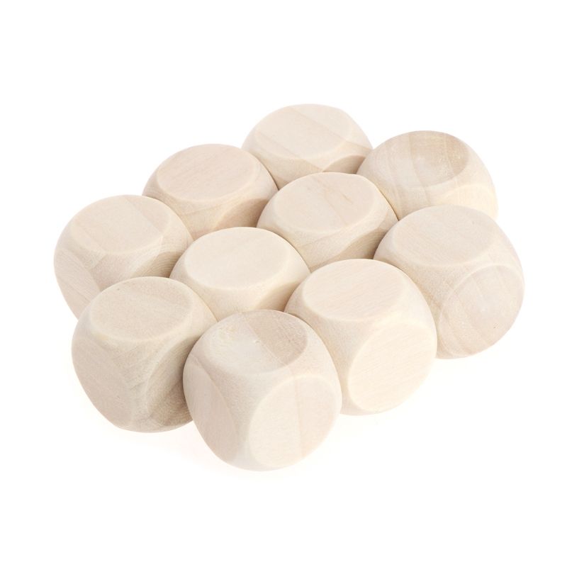 10pcs 6 Sided Blank Wood Dice Party Family Diy Games Kid