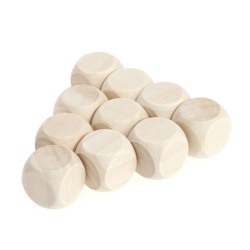 10pcs 6 Sided Blank Wood Dice Party Family Diy Games Kid