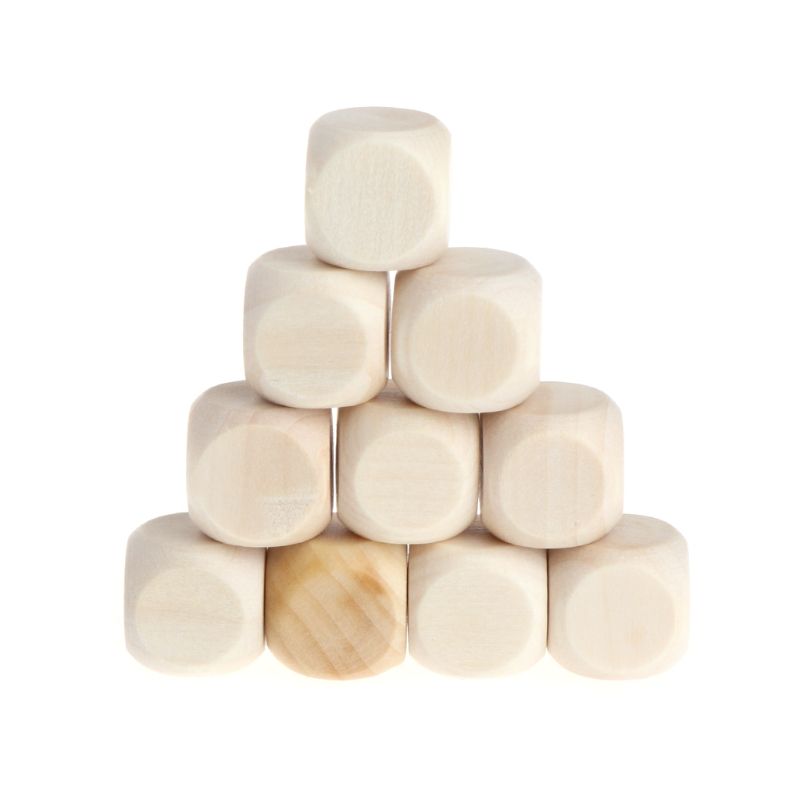 10pcs 6 Sided Blank Wood Dice Party Family Diy Games Kid