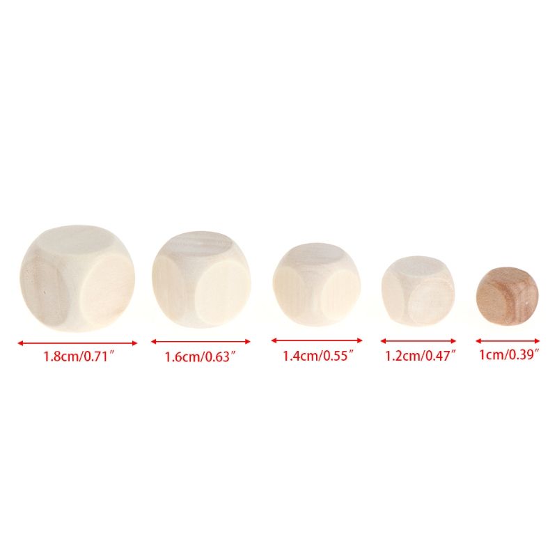 10pcs 6 Sided Blank Wood Dice Party Family Diy Games Kid
