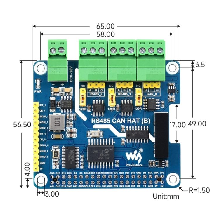 Isolated RS485 CAN HAT