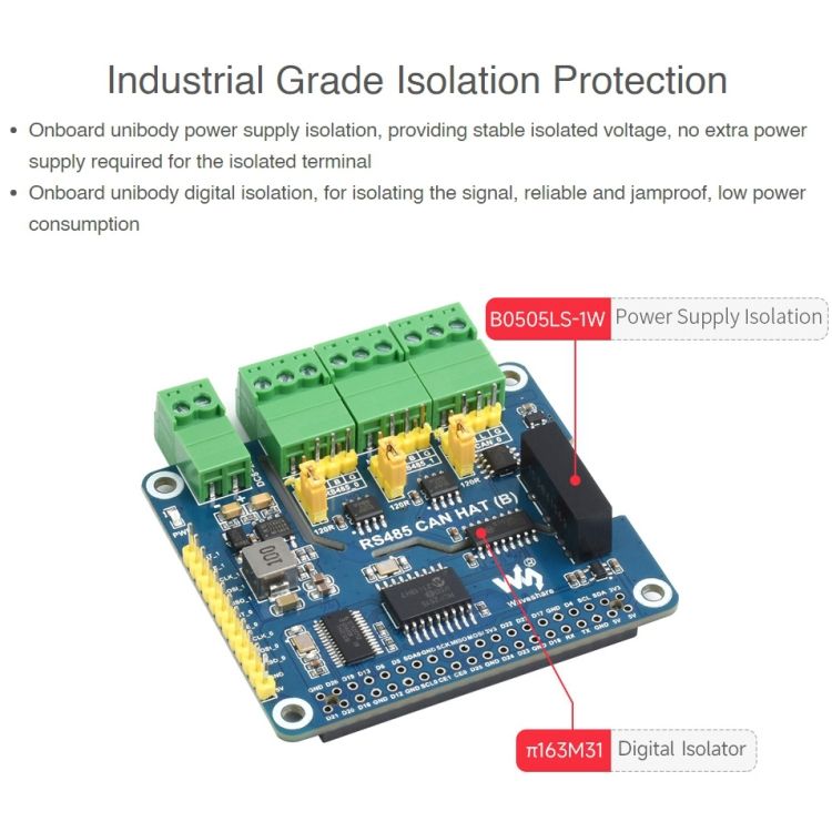 Isolated RS485 CAN HAT