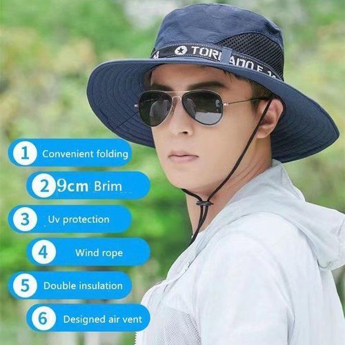 Summer Men's Bucket Hat Outdoor Mountaineering Shade Fishing Sun Hat Black