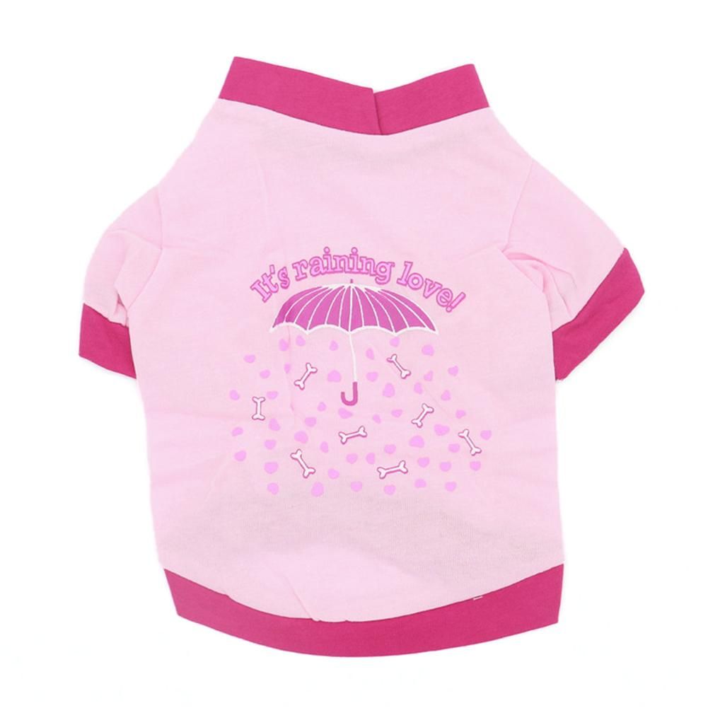 Lovely Umbrella Letter printed Cotton Short Sleeve Pet-Pink