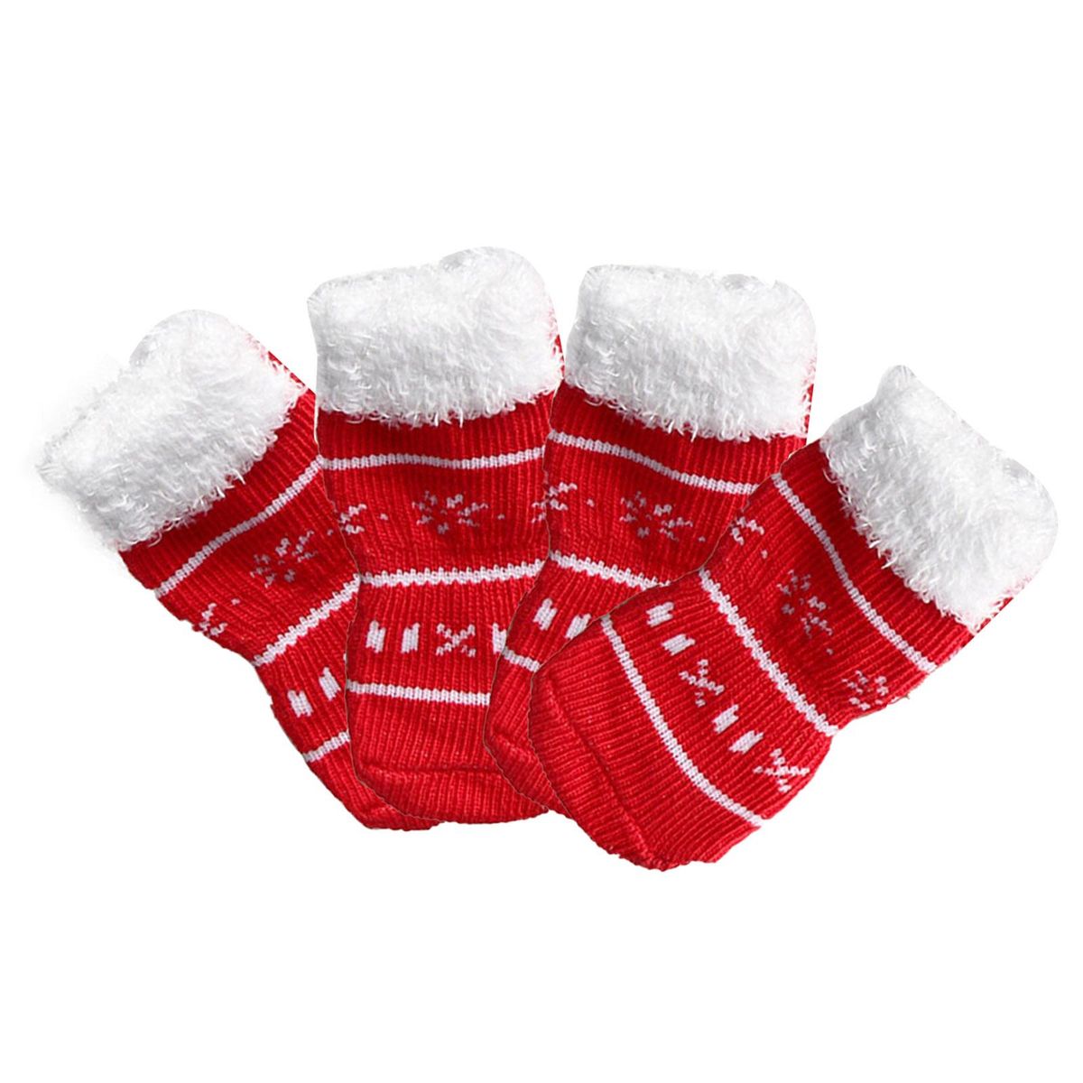 4Pcs Pet Ankle Socks Christmas Series Pattern-Red White