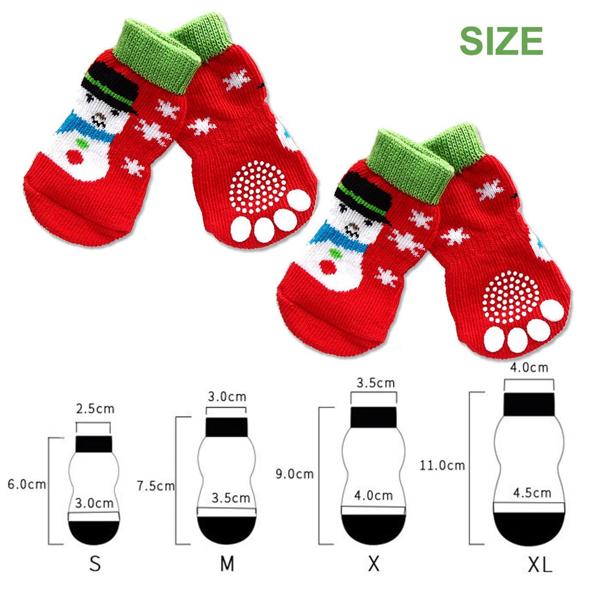 4Pcs Pet Ankle Socks Christmas Series Pattern-Red White