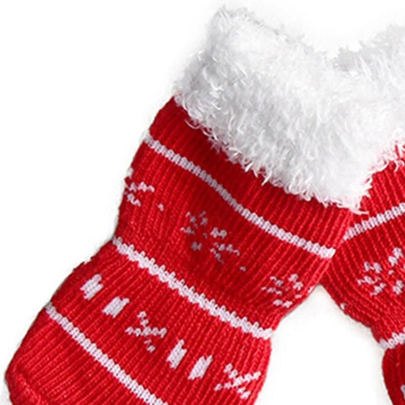 4Pcs Pet Ankle Socks Christmas Series Pattern-Red White
