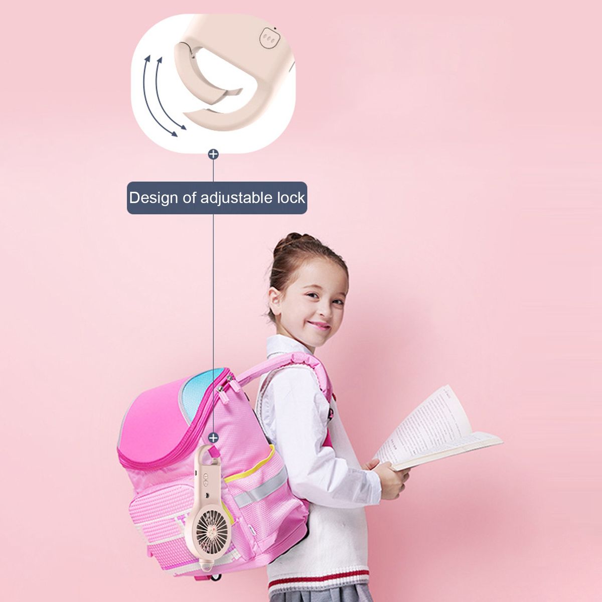 Spray Mist Fan Electric Space-saving ABS Rechargeable-Pink