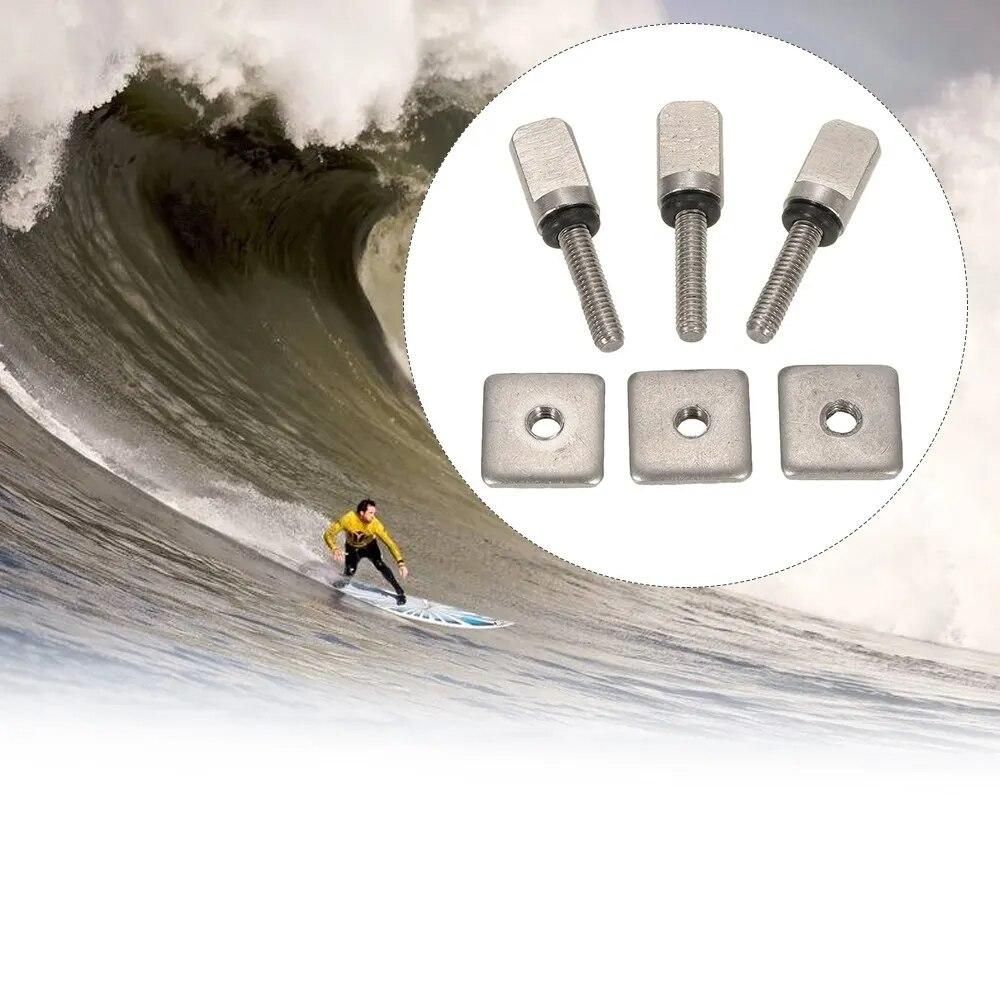Stainless Surfboard Longboard Sliding Fin Screw & Fin Plate Smart Screw Replacement Kit for Stand Up Paddle Body Board 3 Sets