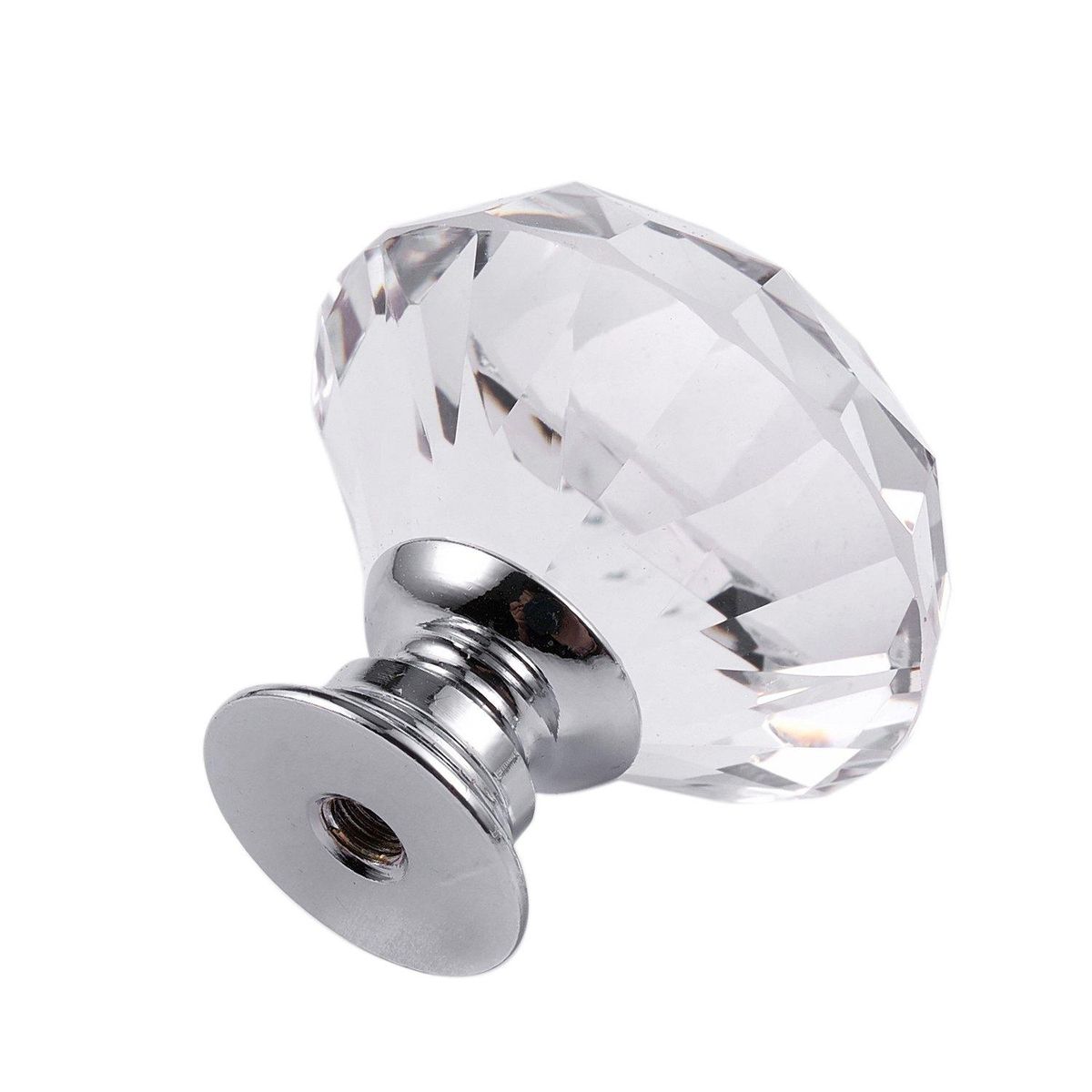 12pcs diamond-shaped crystal glass handle, 30mm drawer handle-transparent