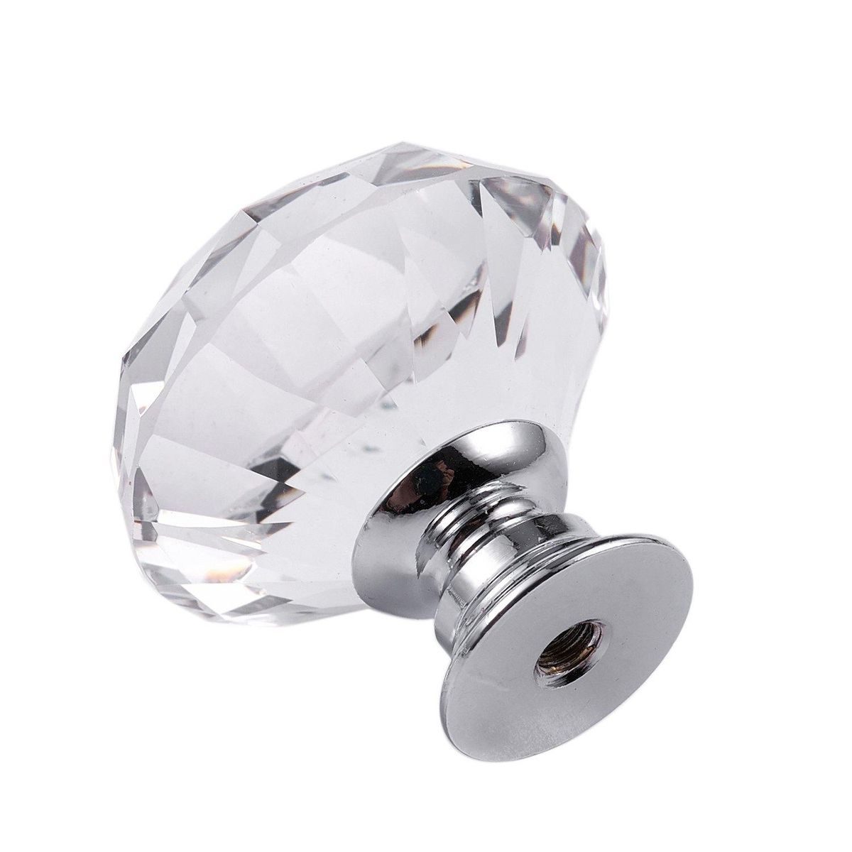 12pcs diamond-shaped crystal glass handle, 30mm drawer handle-transparent