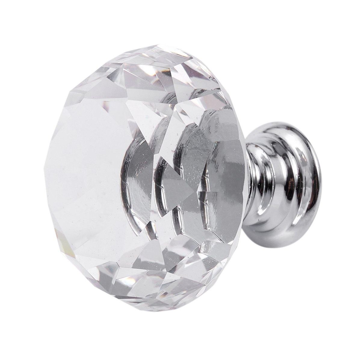 12pcs diamond-shaped crystal glass handle, 30mm drawer handle-transparent