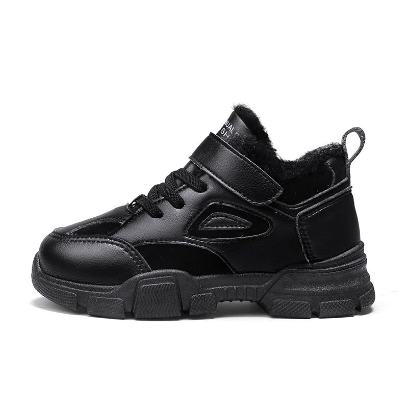 Kid's Plush Lining Non-slip Anti-freeze Martin Boots-Black