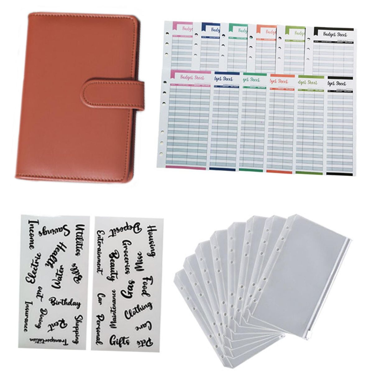 Notebook Binder Budget Binder 8 Binder Pockets For Budgeting Brown