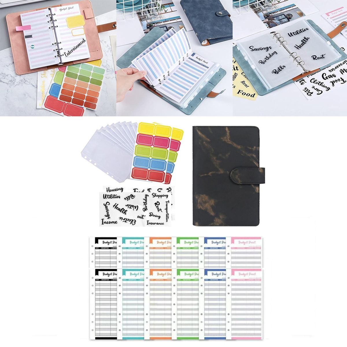 A6 Notebook Binder With Sticker Labels With Expense Black