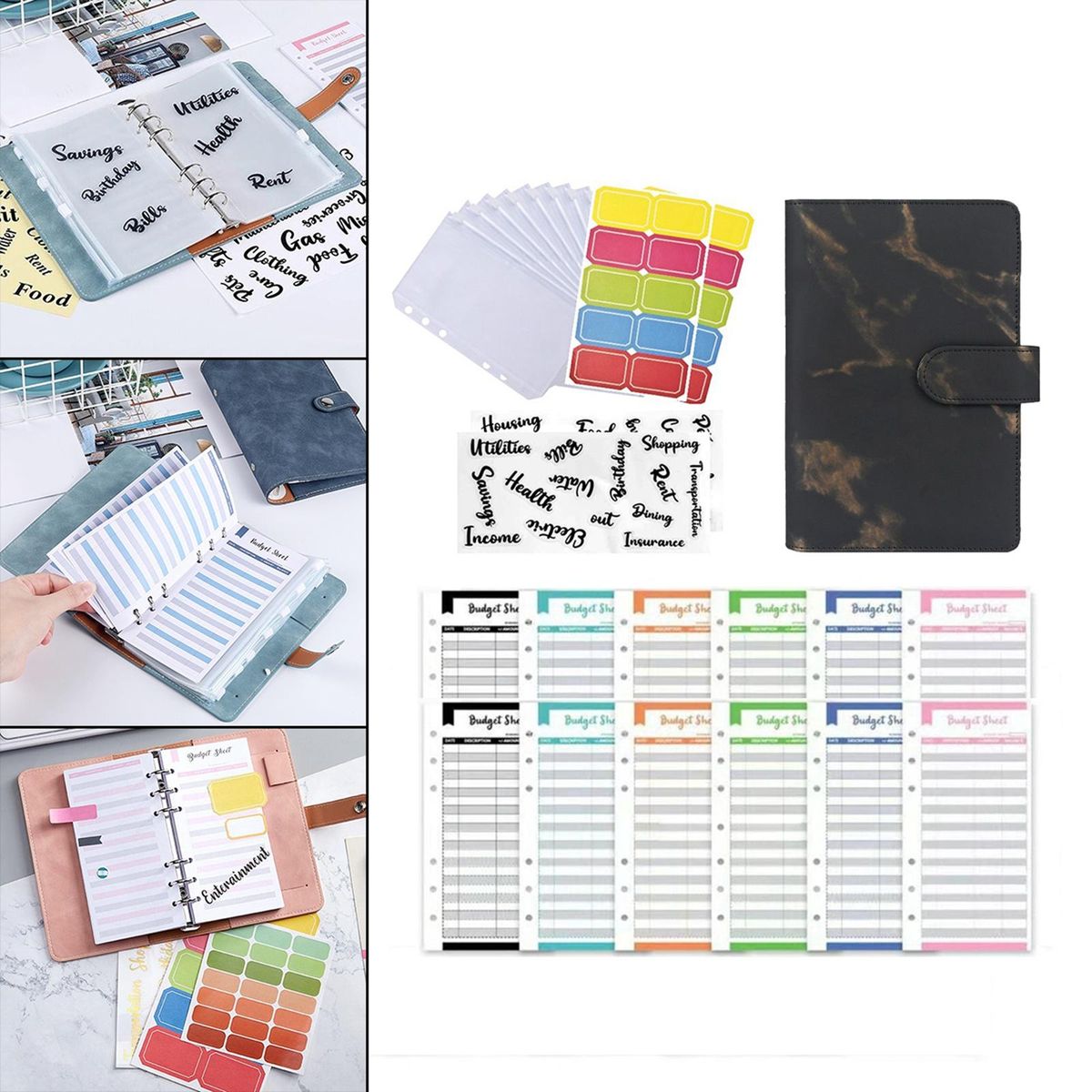 A6 Notebook Binder With Sticker Labels With Expense Black