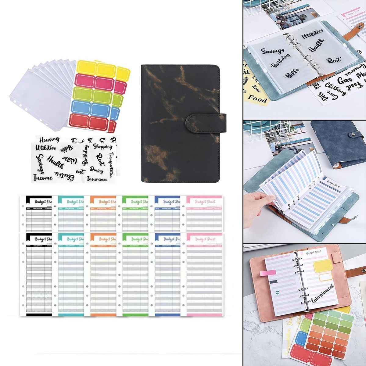 A6 Notebook Binder With Sticker Labels With Expense Black