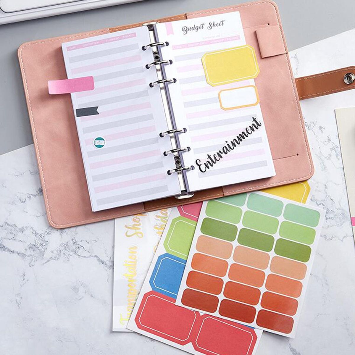 A6 Notebook Binder With Sticker Labels With Expense Black
