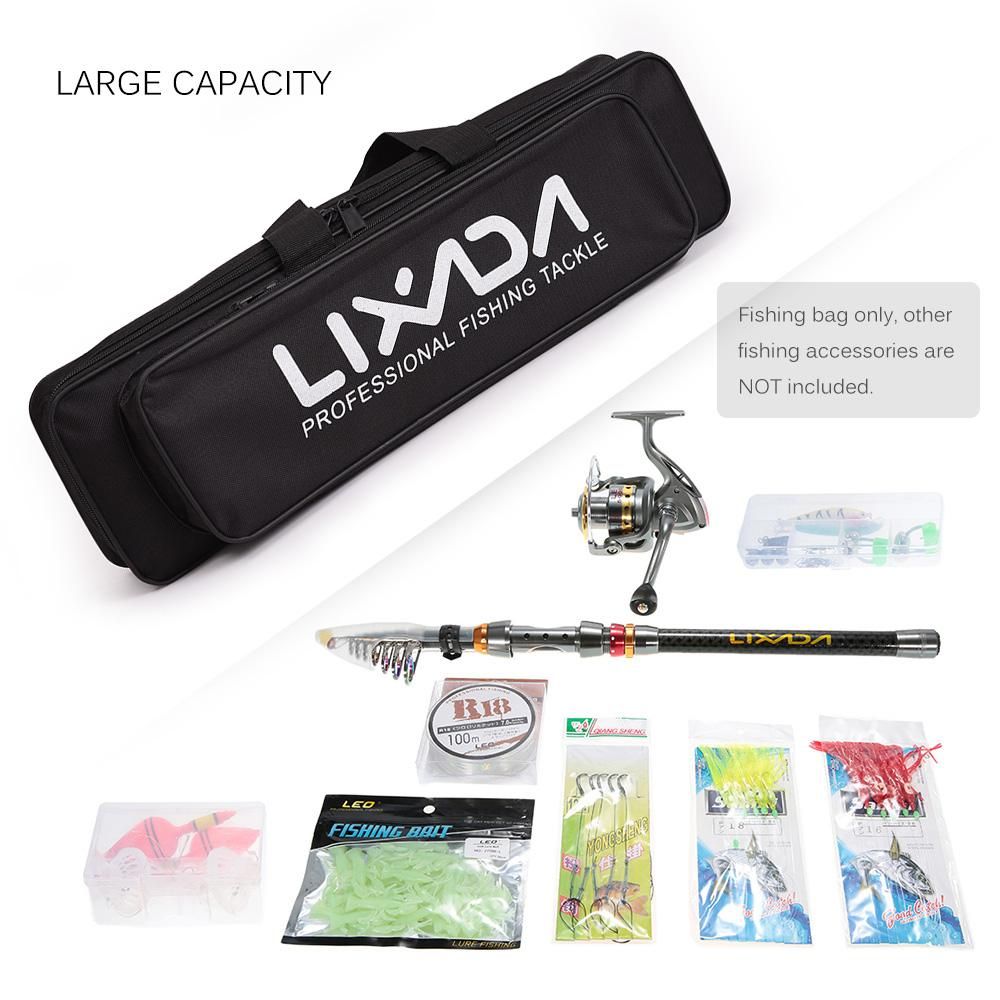Lixada Portable Fishing Bag Case Fishing Rod and Reel Travel Carry Case Bag Carrier Fishing Pole Gear Tackle Storage Bag Hunting Bag Case Organizer